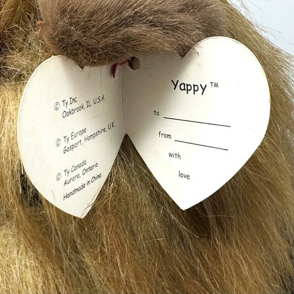 Vintage Ty Yorkie Dog Plush Collectible Yappy Sitting With Bow NOS 1990s - Picture 6 of 14